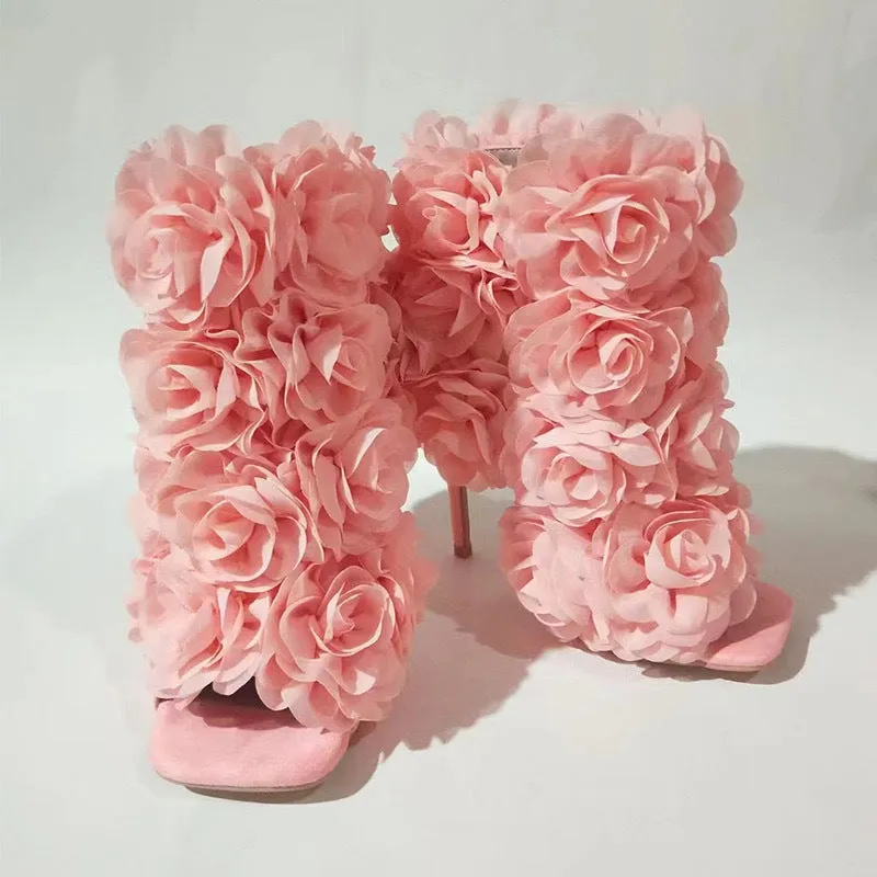 Suede Flower Sandals