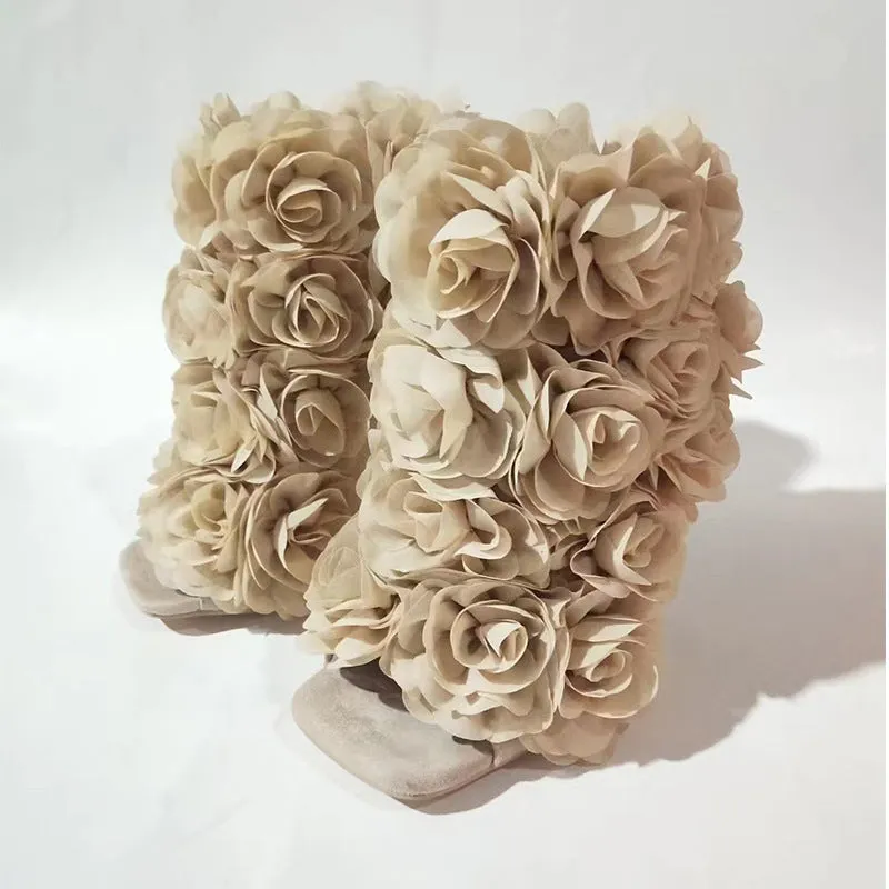 Suede Flower Sandals