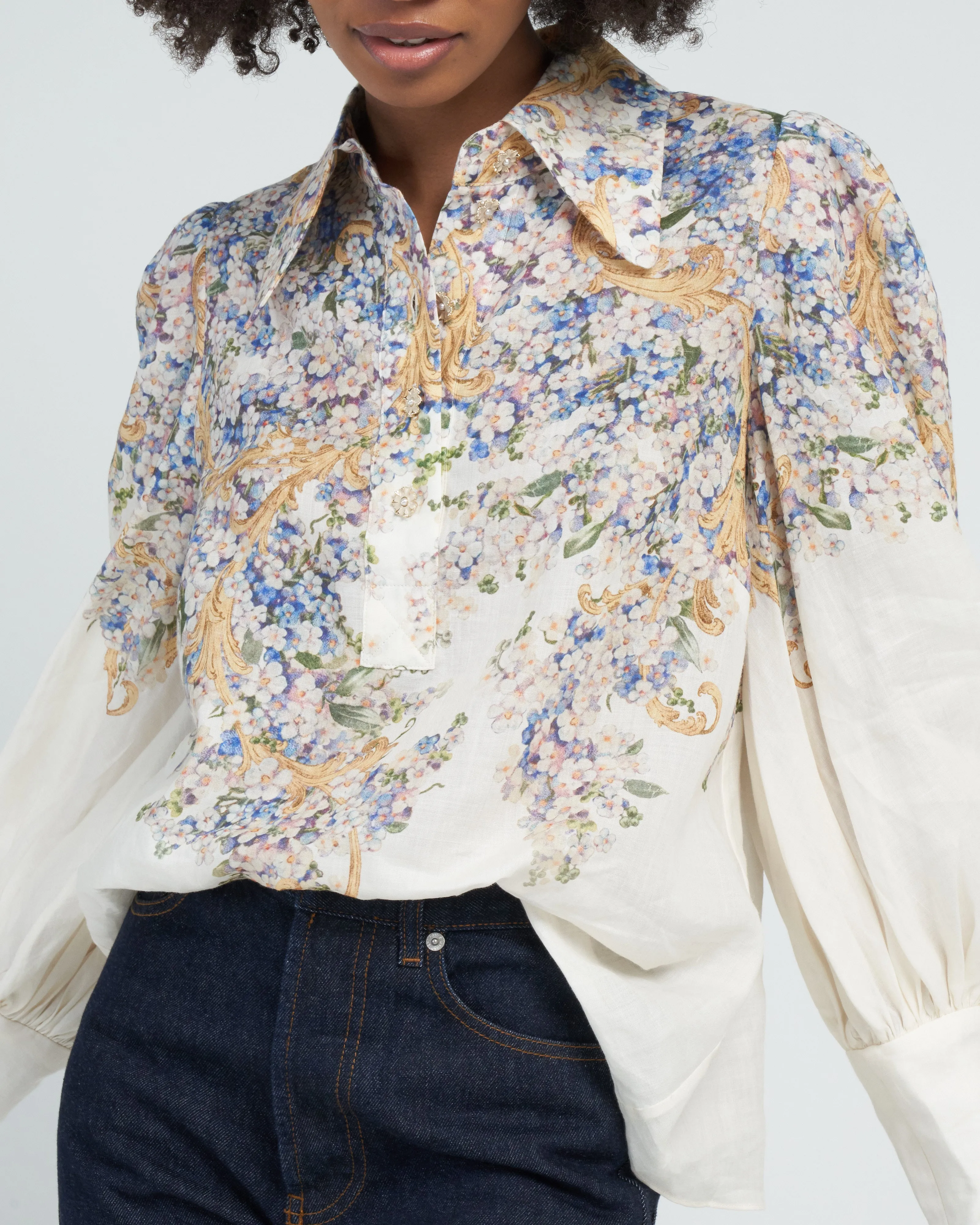 tama buttoned shirt - forget me not