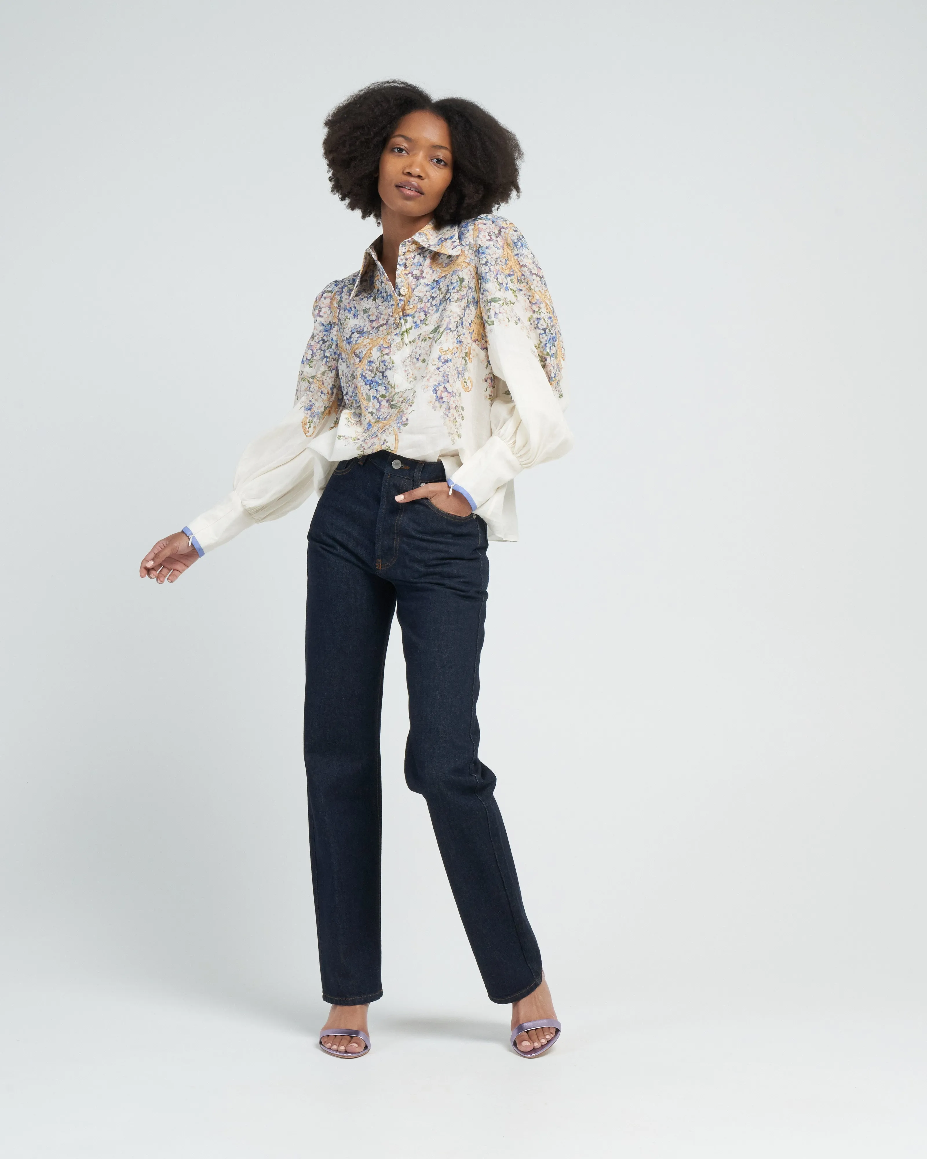 tama buttoned shirt - forget me not