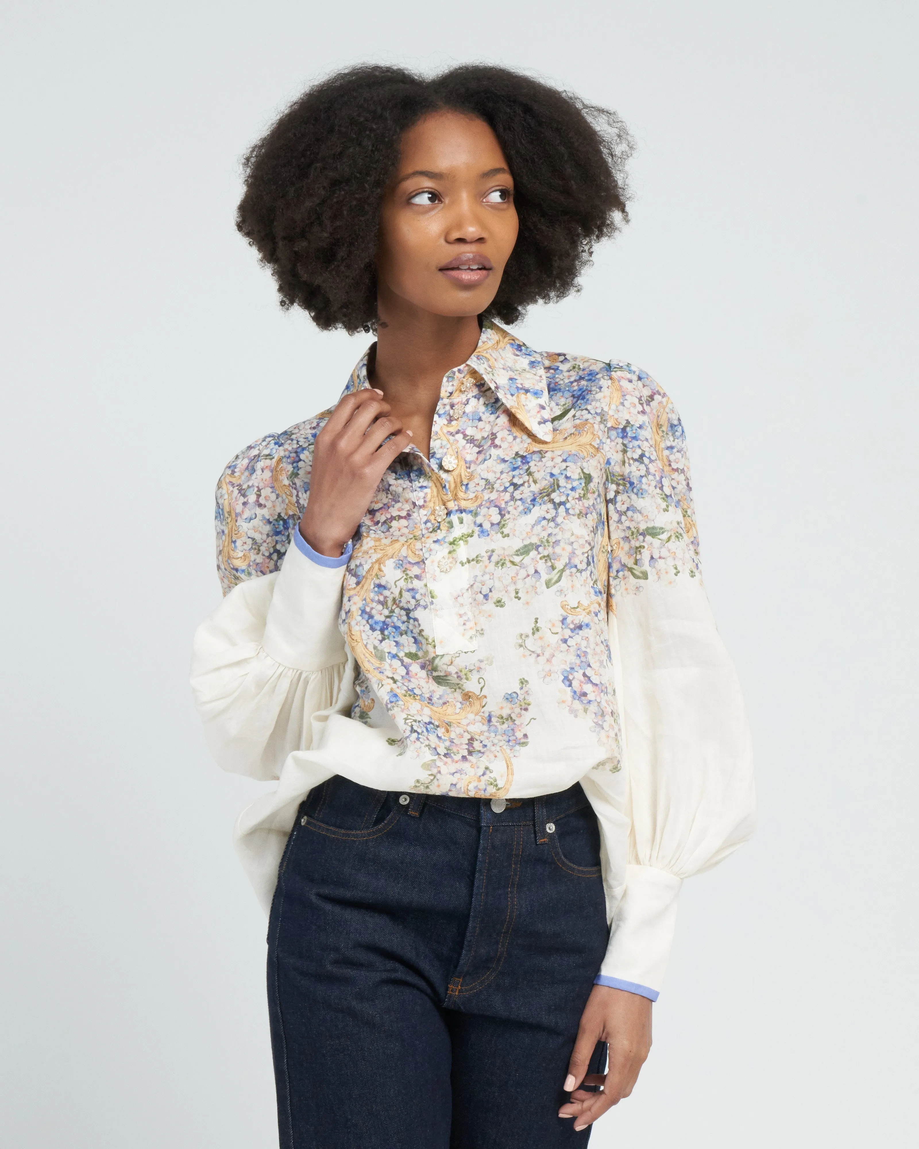 tama buttoned shirt - forget me not