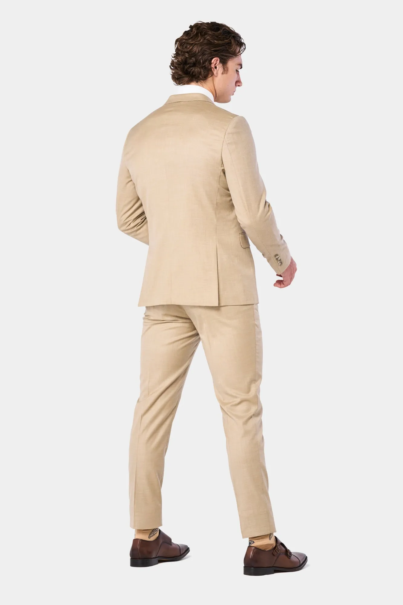 Tan Sharkskin 2 Button Suit