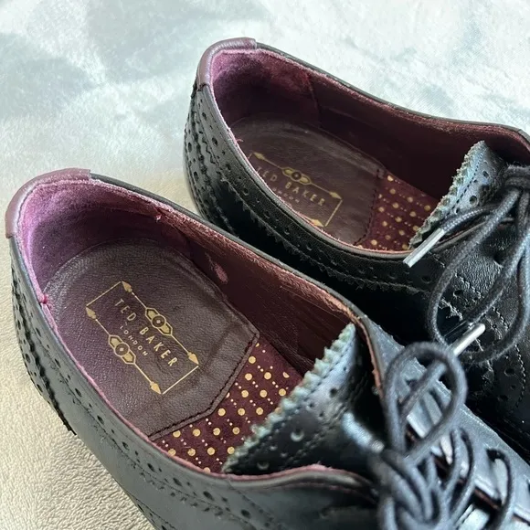 TED Baker London Black Granet Wingtip Oxfords men’s Dress Shoes size 9.5…