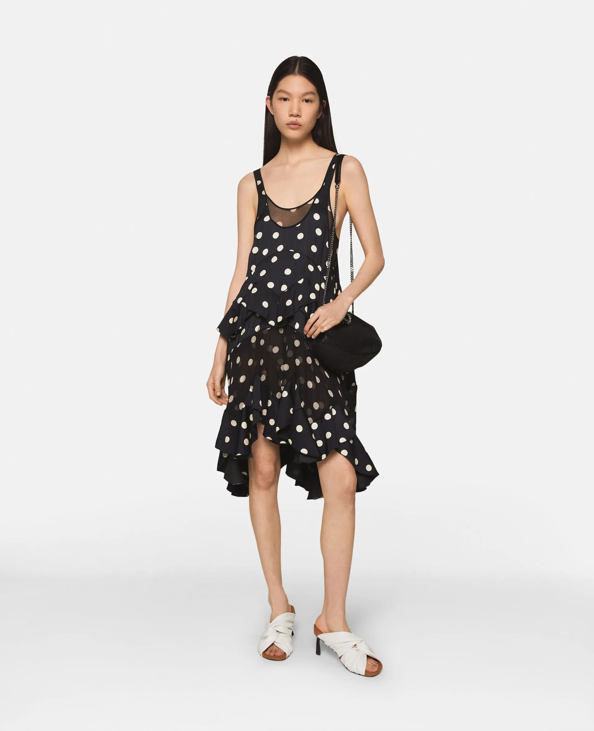 Tiered Ruffled Polka Dot Midi Dress