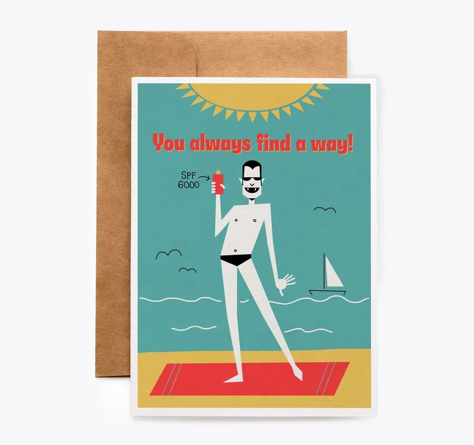 Tiki Dracula Birthday Card