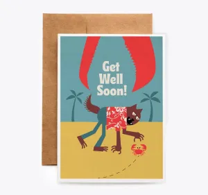 Tiki Werewolf Get Well Card