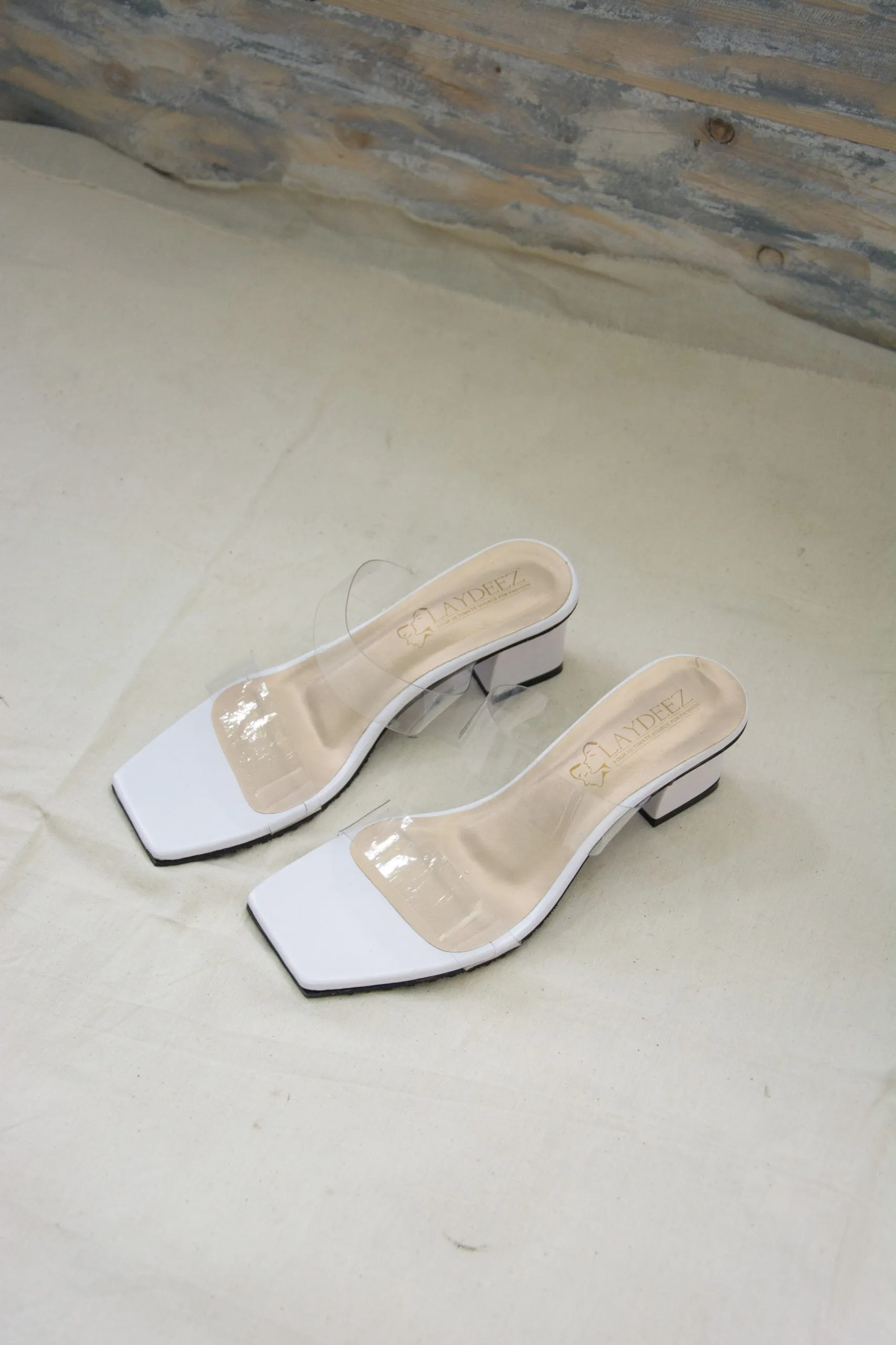 Transparent Two Strap Block Heels