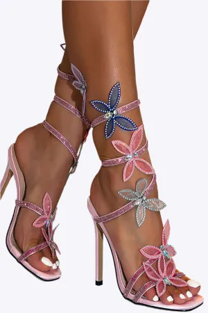 Umbria - Glamorous Butterfly Sparkle Woman's Square Toe High Heels
