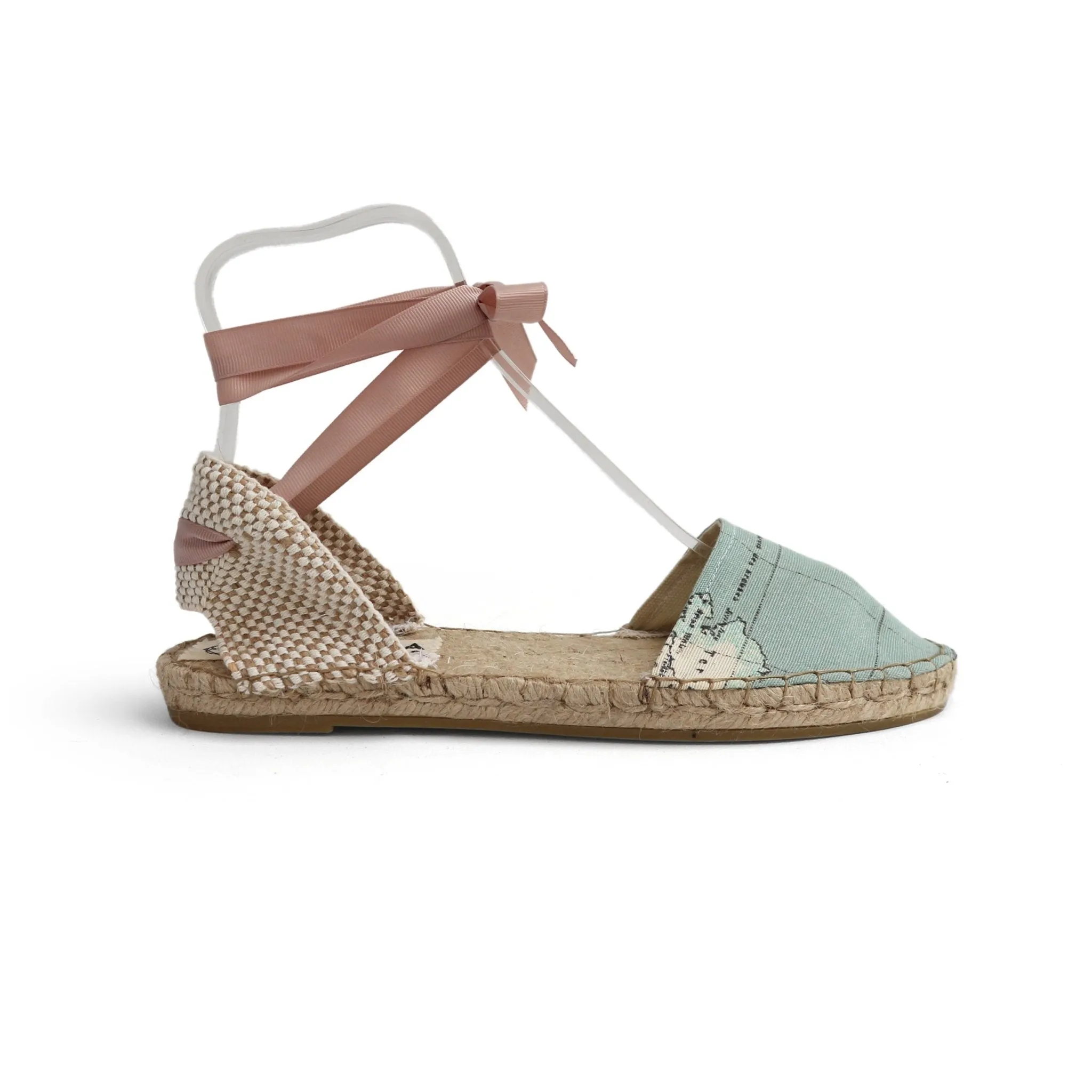 Vegan Espadrilles- World Map Print-Blue-Classic Sole
