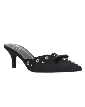 VERALI ZIGGY POINT TOE KITTEN HEELS - BLACK MICRO