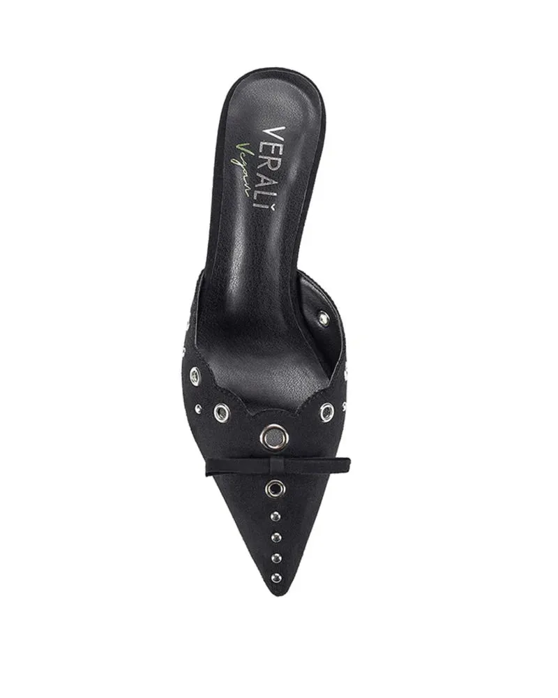 VERALI ZIGGY POINT TOE KITTEN HEELS - BLACK MICRO