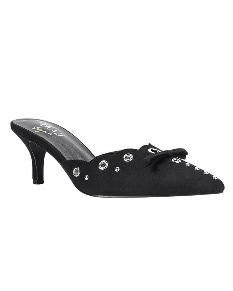 VERALI ZIGGY POINT TOE KITTEN HEELS - BLACK MICRO