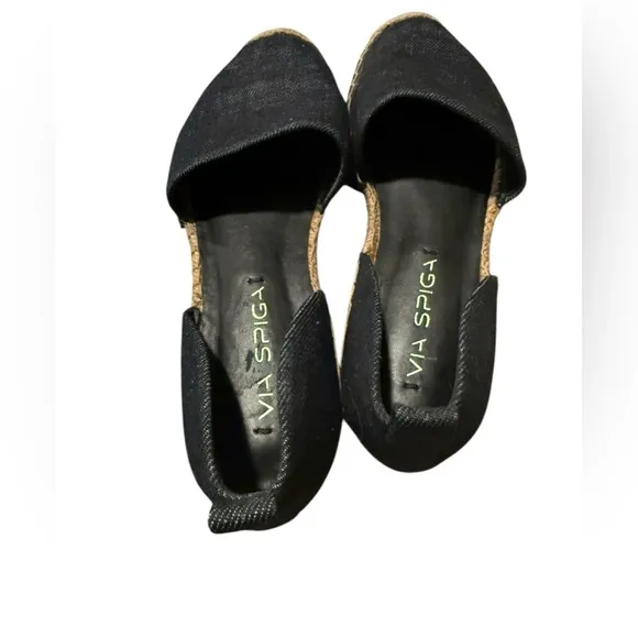 VIA SPIGA denim espadrille flat Brisa d’orsay vacation resort round toe shoe sz6