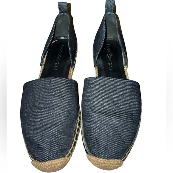 VIA SPIGA denim espadrille flat Brisa d’orsay vacation resort round toe shoe sz6