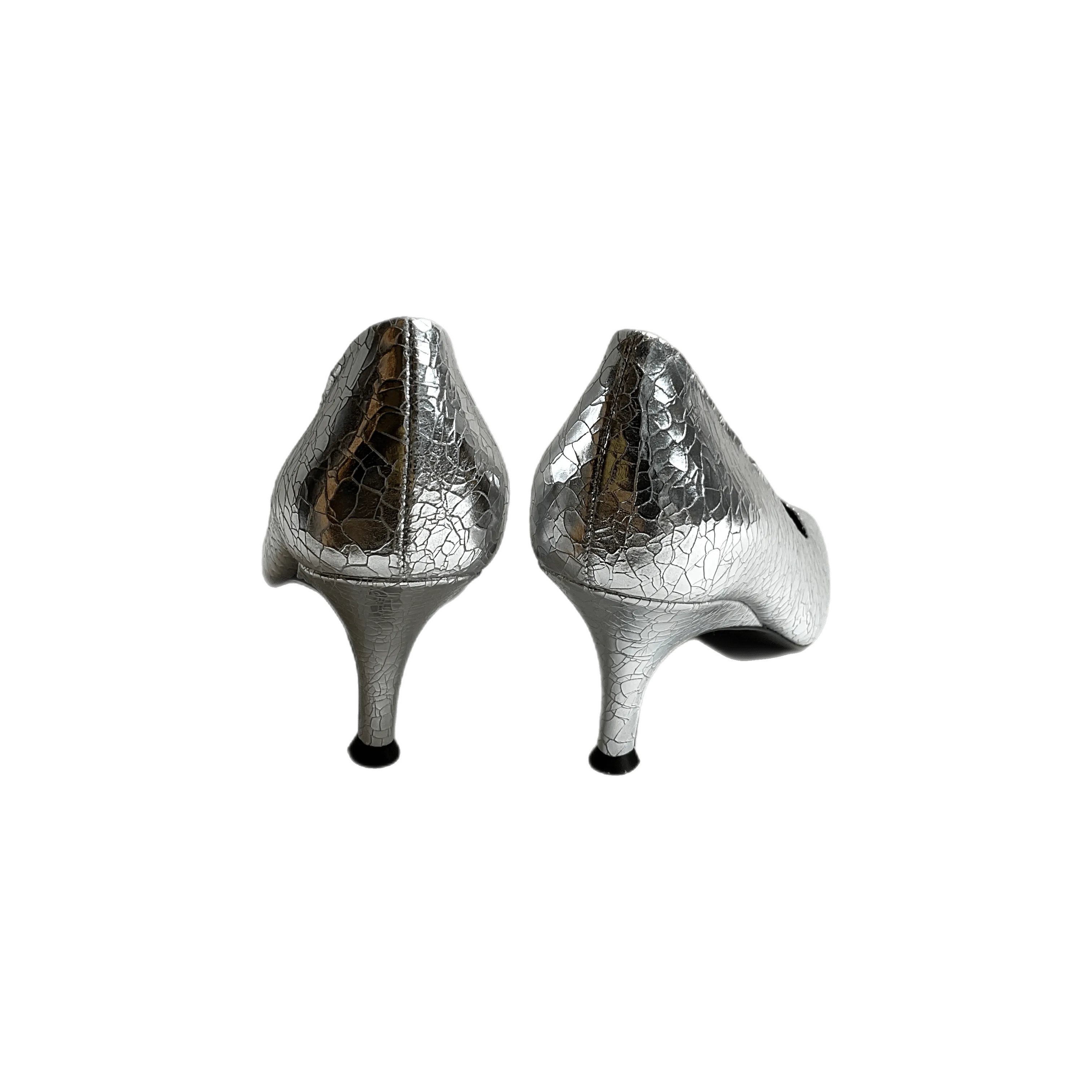Vivian Pump in Crackled Silver