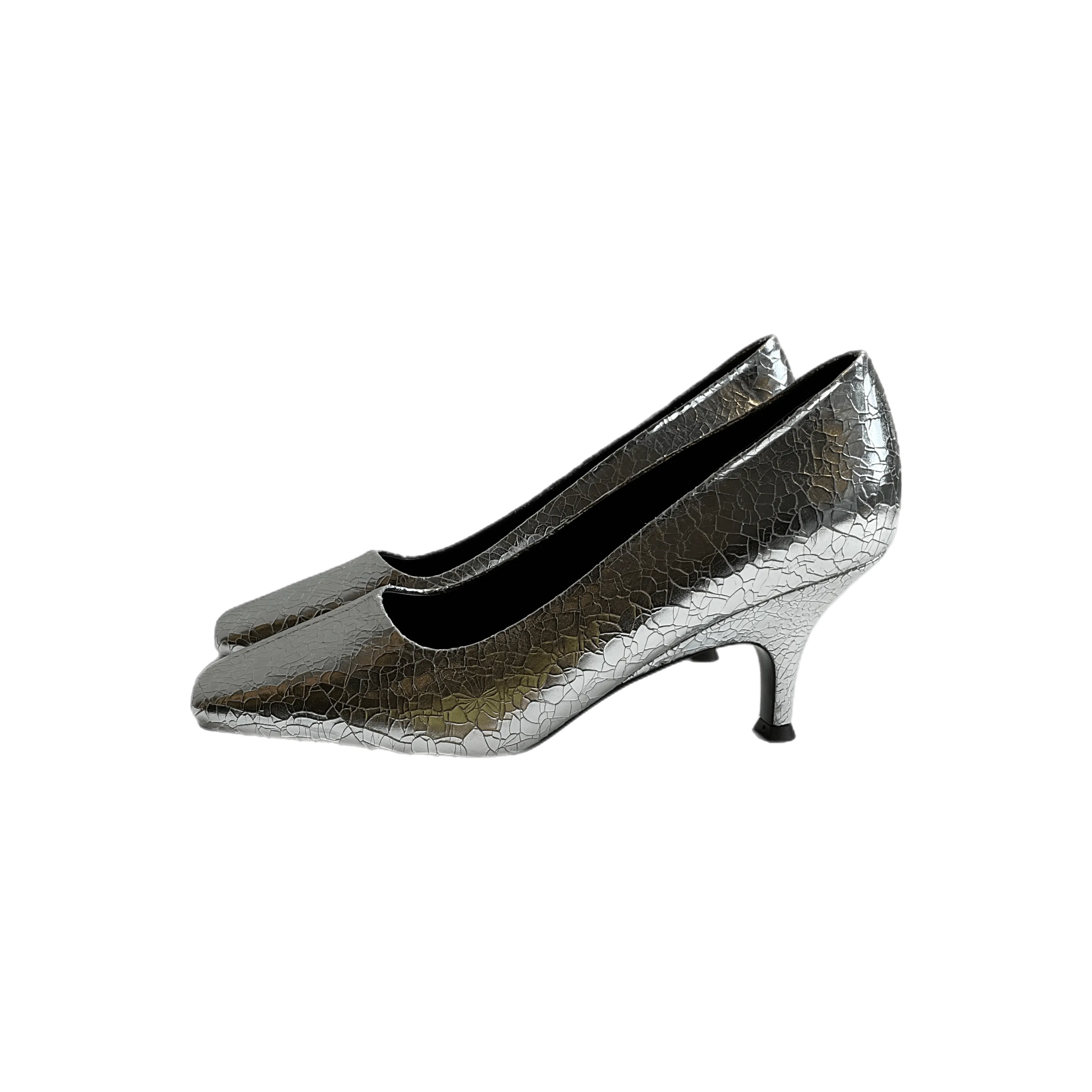Vivian Pump in Crackled Silver
