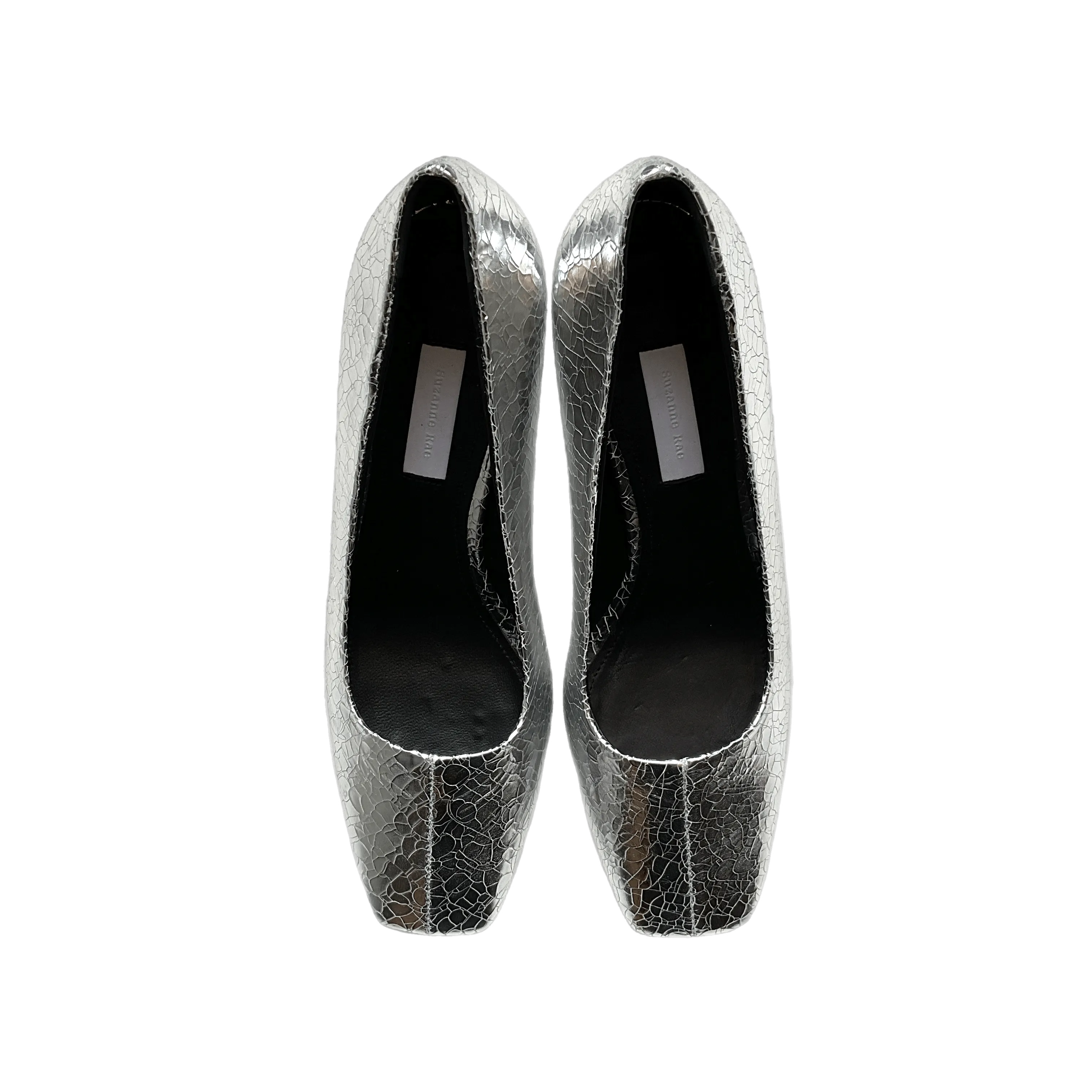 Vivian Pump in Crackled Silver