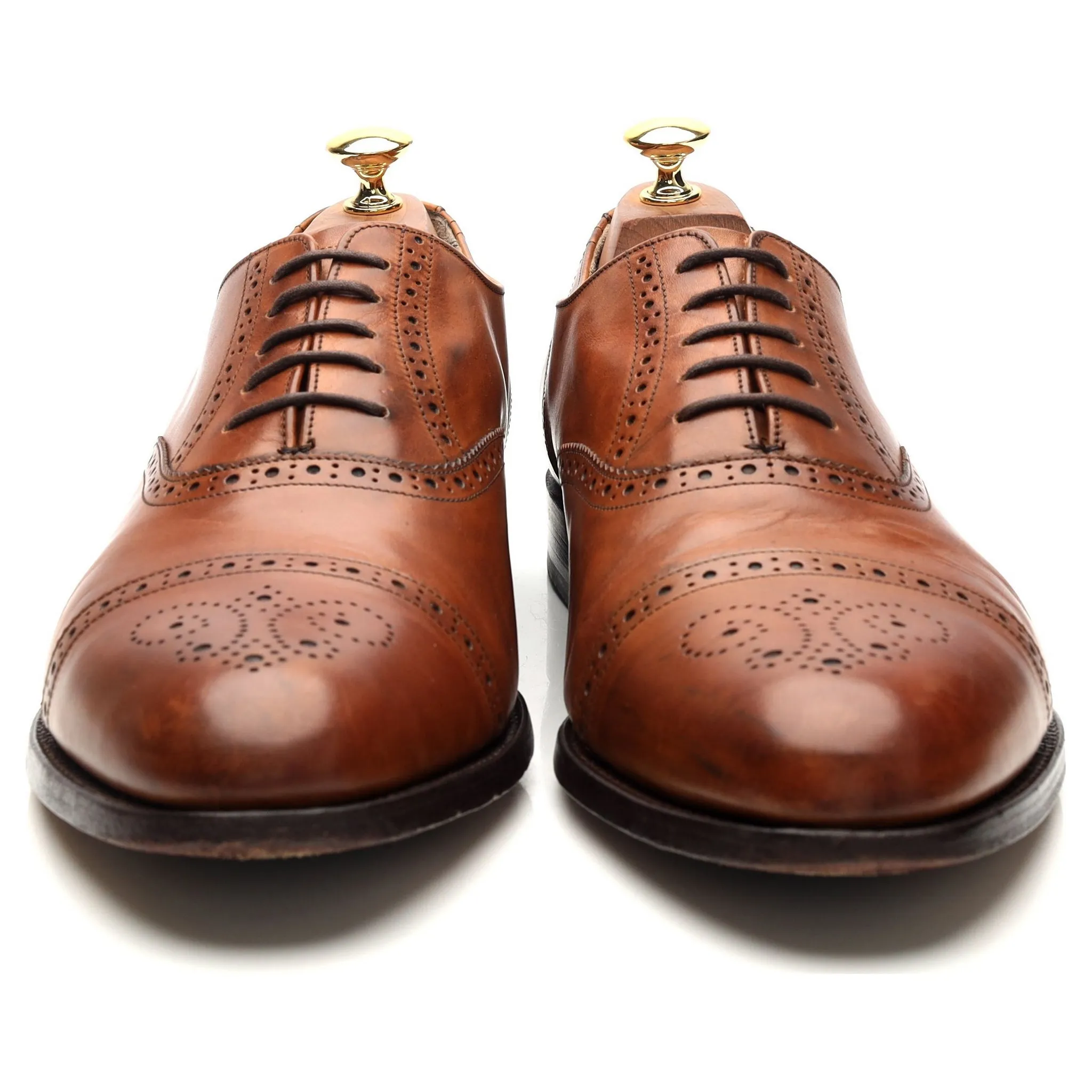 'Wallace' Tan Brown Leather Oxford Brogues UK 10.5 G