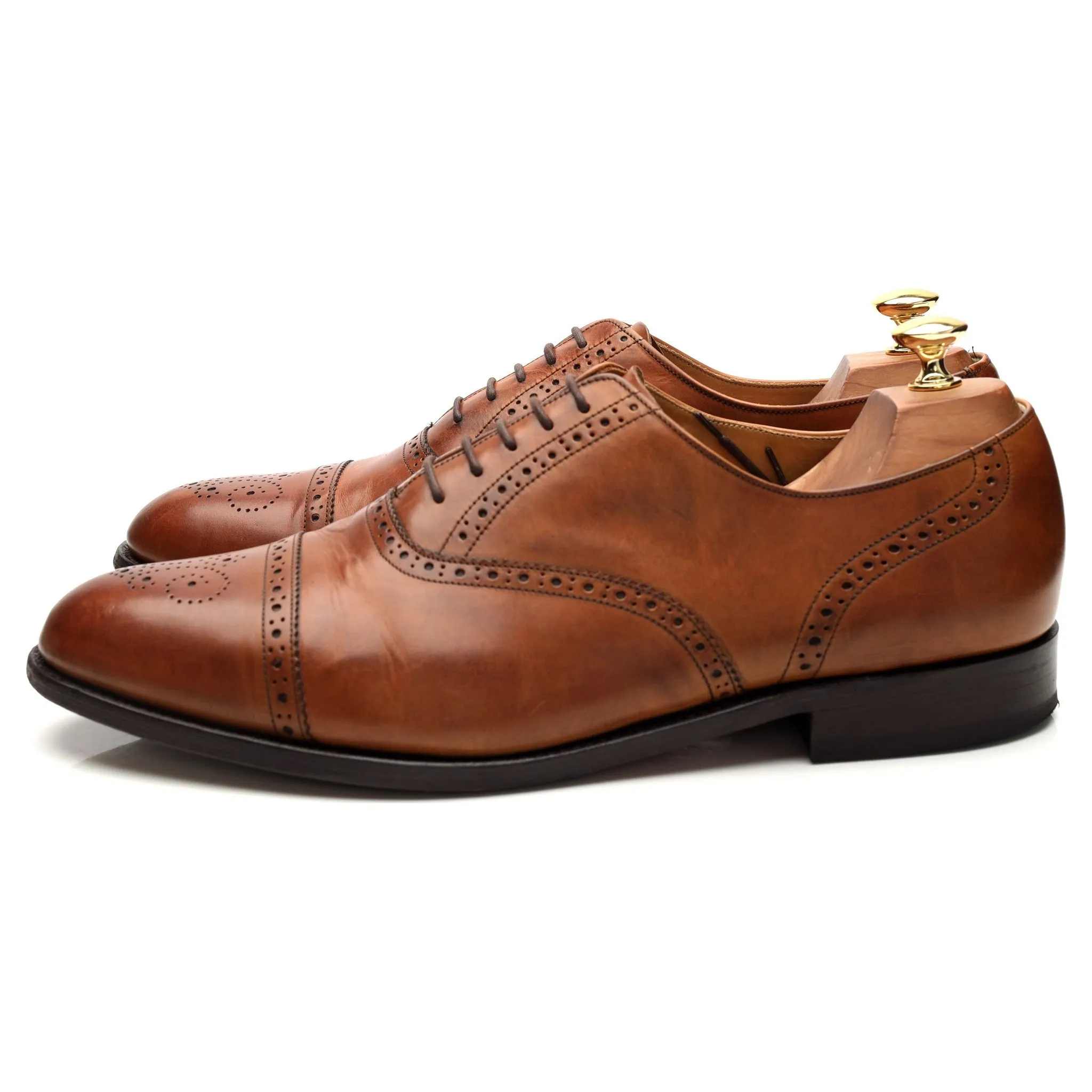 'Wallace' Tan Brown Leather Oxford Brogues UK 10.5 G