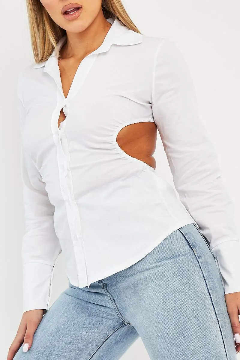 White Backless Cut Out Shirt - Maja