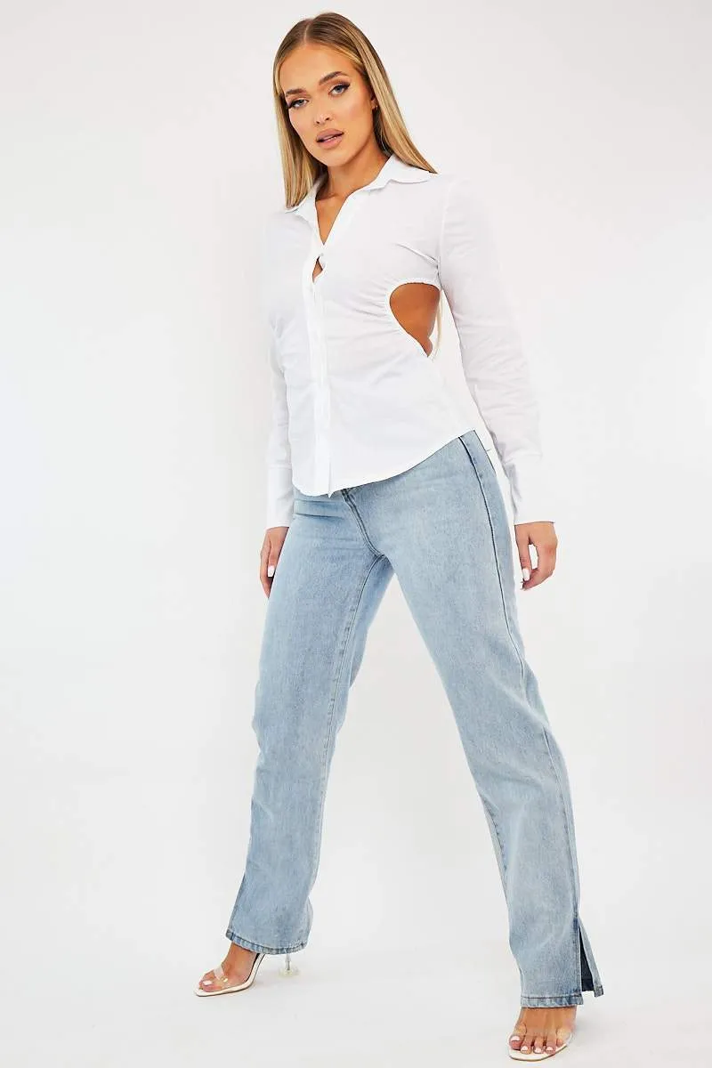 White Backless Cut Out Shirt - Maja
