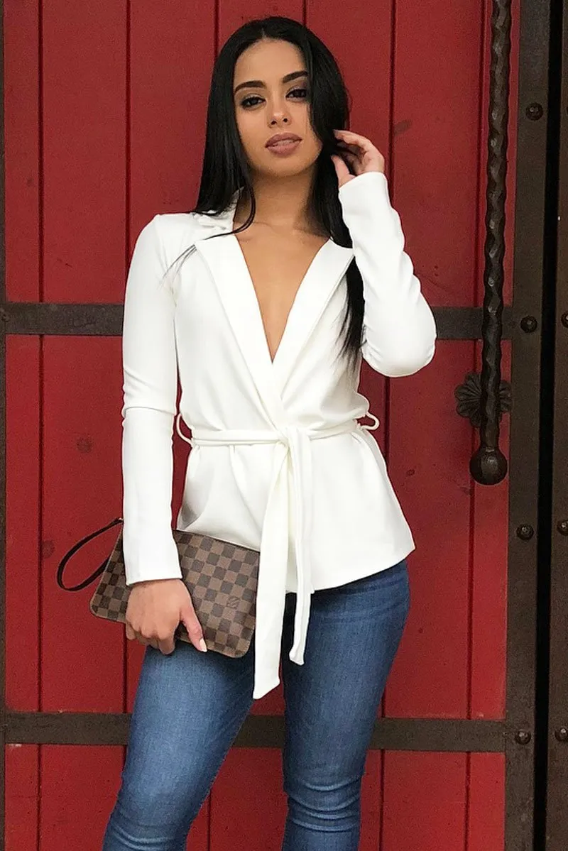 White Belted Blazer - Kenna