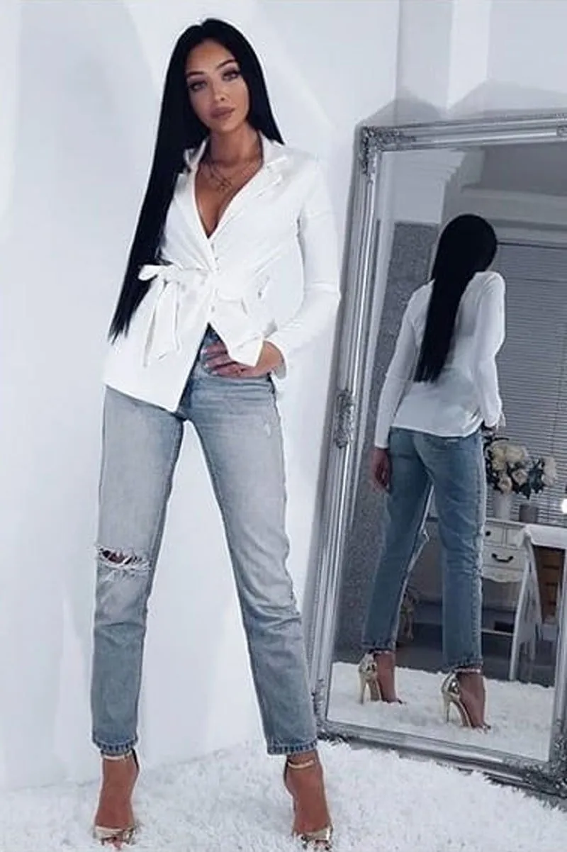 White Belted Blazer - Kenna