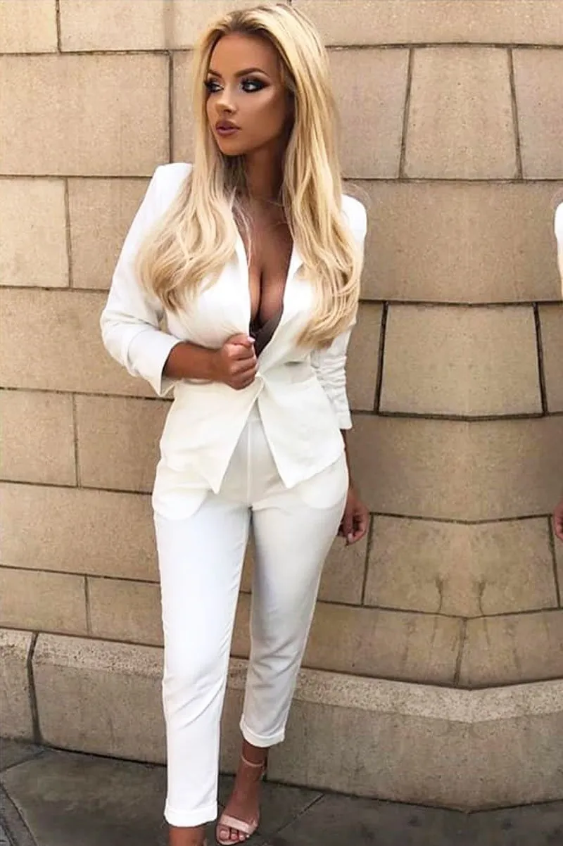 White Blazer and Trousers Co-Ord - Rossie
