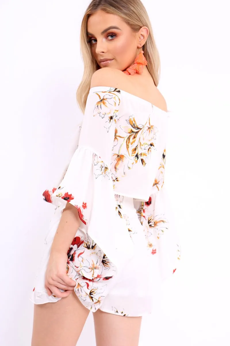 White Floral Crop Top and Shorts Co-ord - Teigan