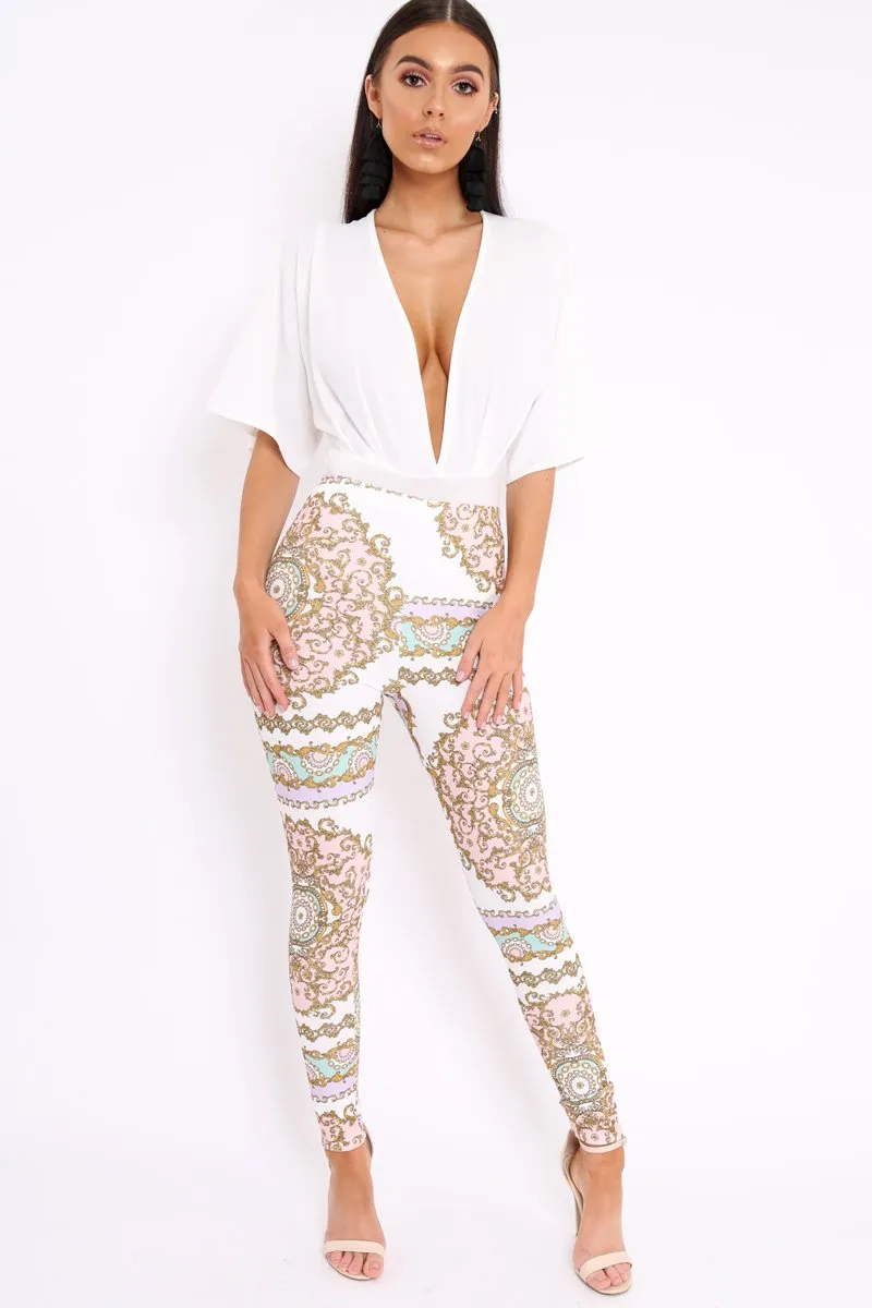 White Plunge Bodysuit - Florence