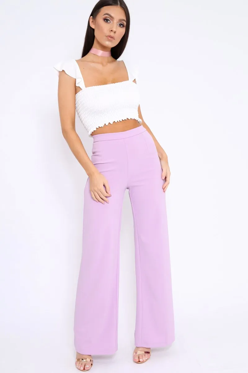 White Smocked Frill Crop Top - Lenni