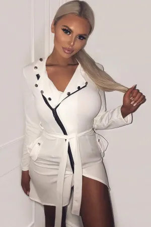 White Zip Front Blazer - Isla