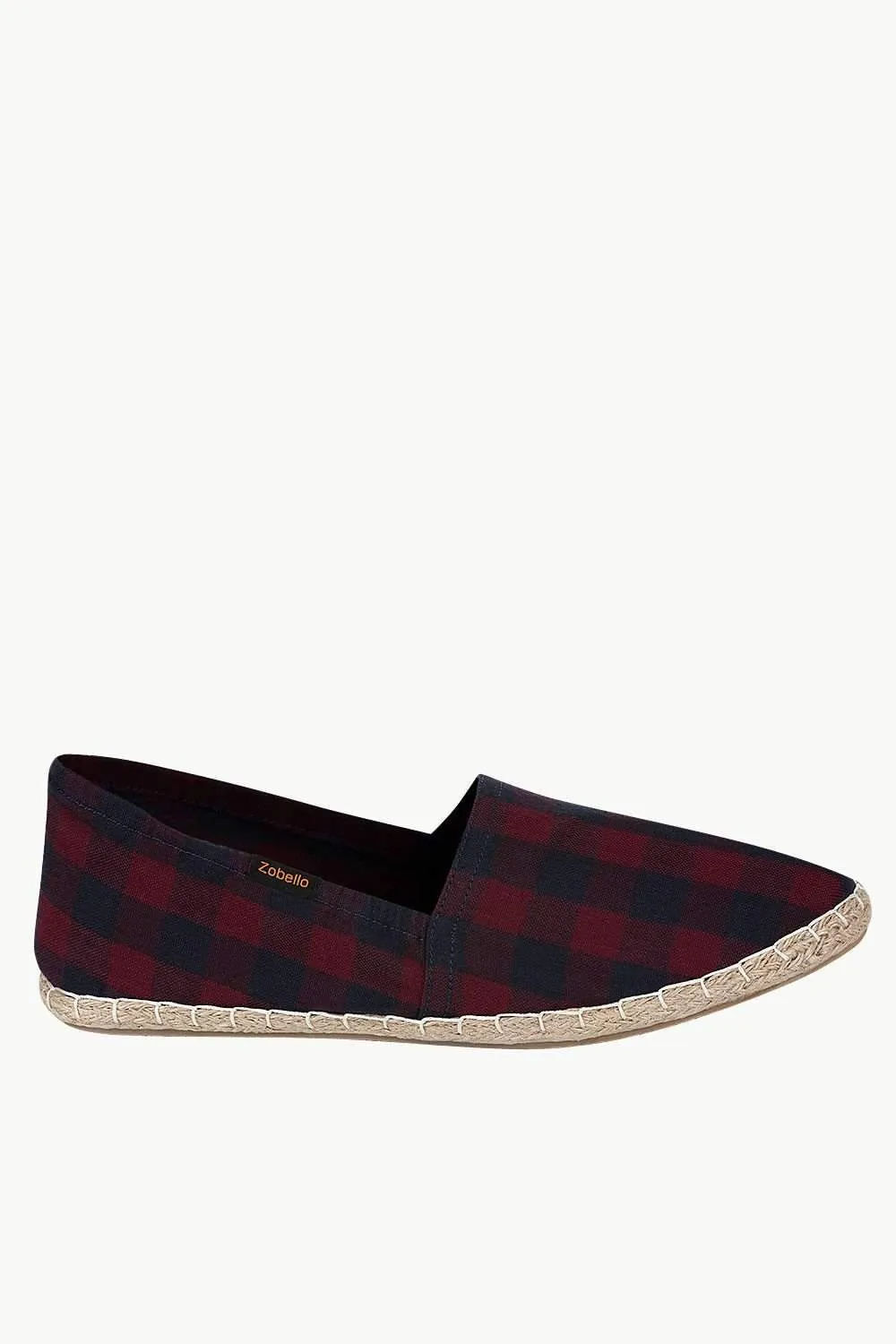 Wine And Navy Checks Elastic Espadrilles