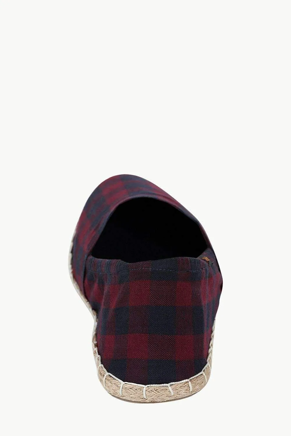 Wine And Navy Checks Elastic Espadrilles