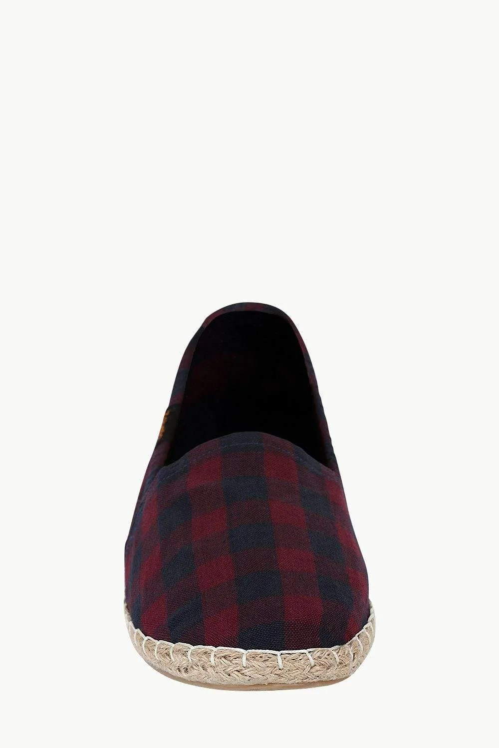 Wine And Navy Checks Elastic Espadrilles